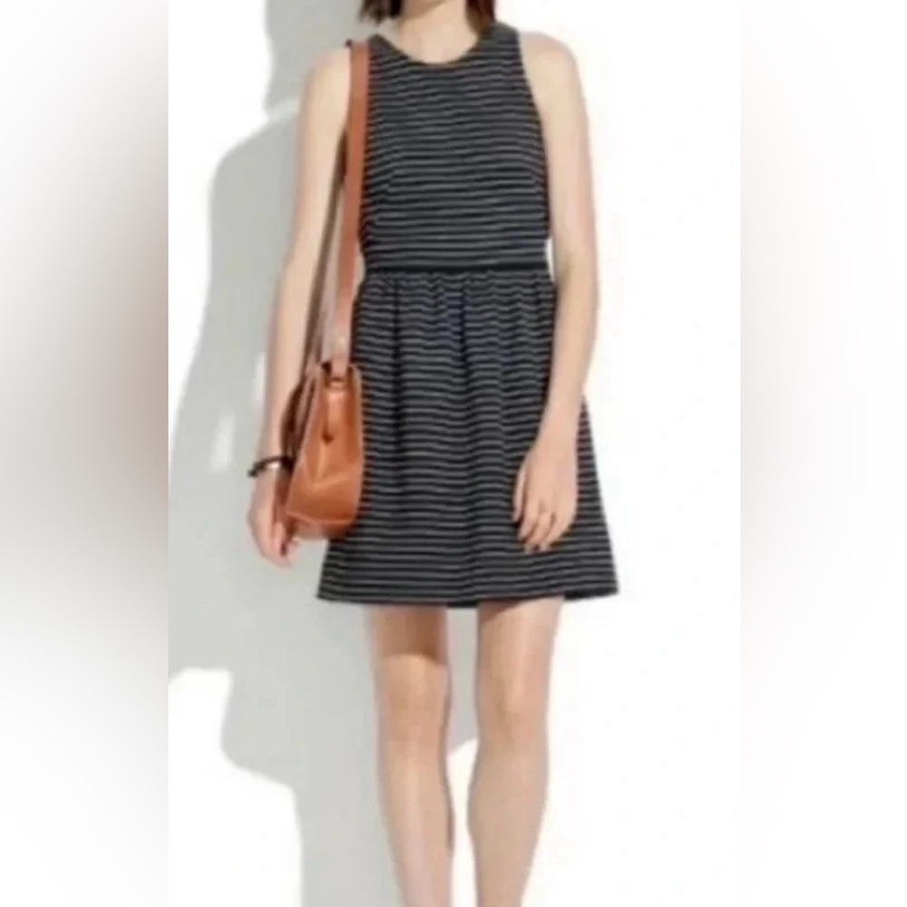 Madewell J Crew Pierside Striped A Line Dress Mini Size XS Pockets Preppy Cotton